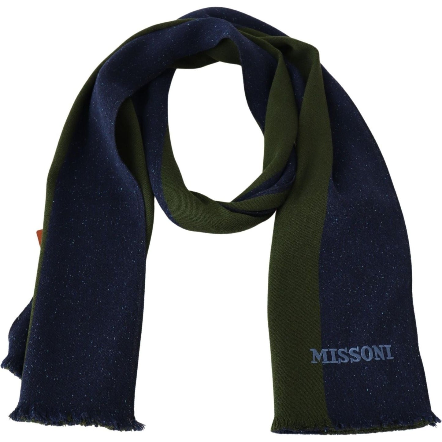 Missoni Authentic Wool Scarf with Stripes and Logo Embroidery Missoni