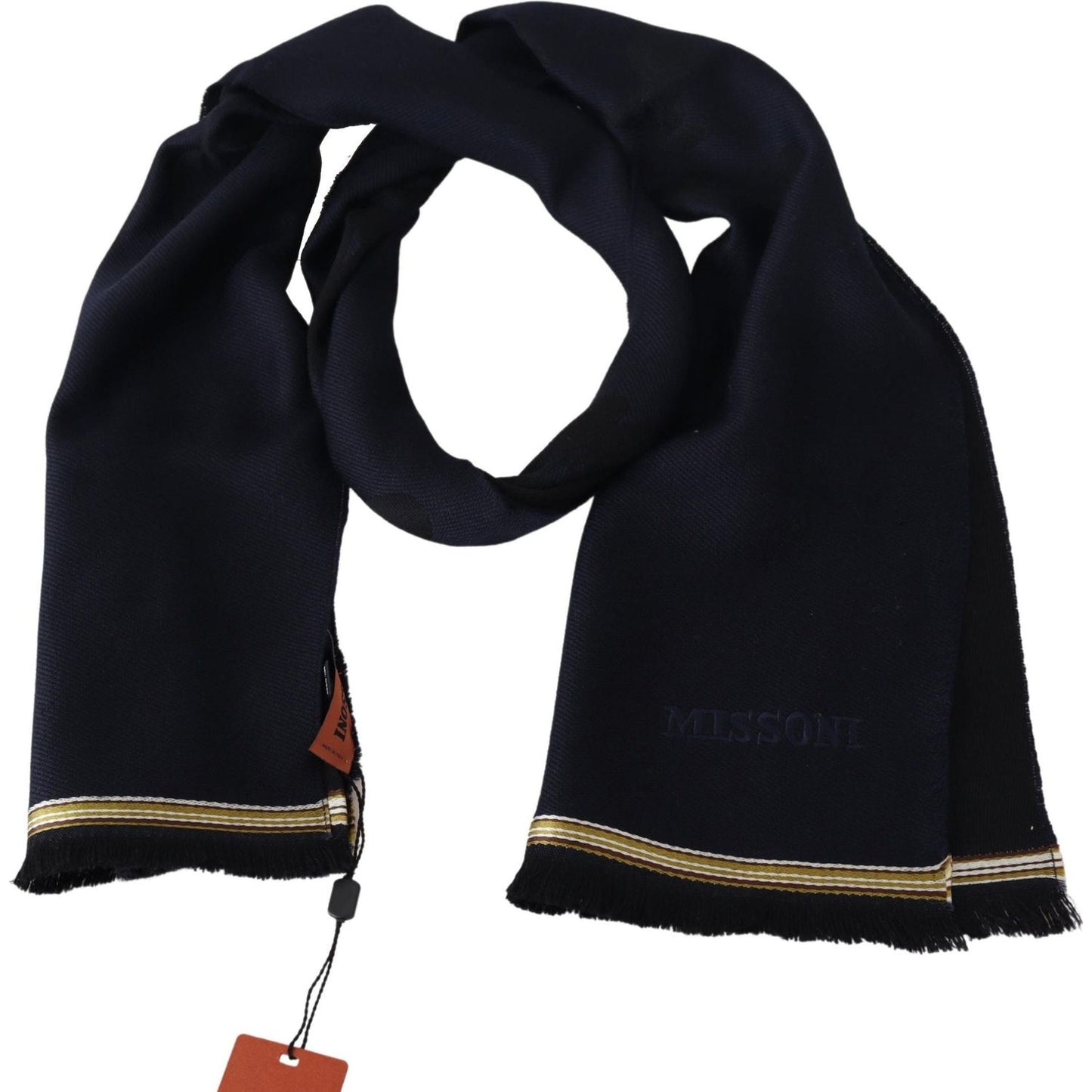 Missoni Elegant Unisex Wool Scarf with Embroidered Logo Missoni