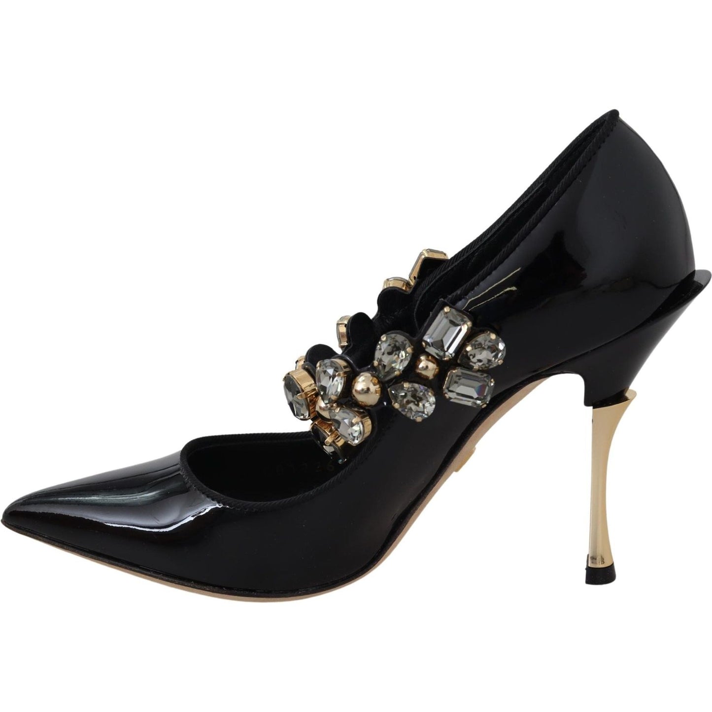 Dolce & Gabbana Elegant Black Leather Crystal Pumps Dolce & Gabbana