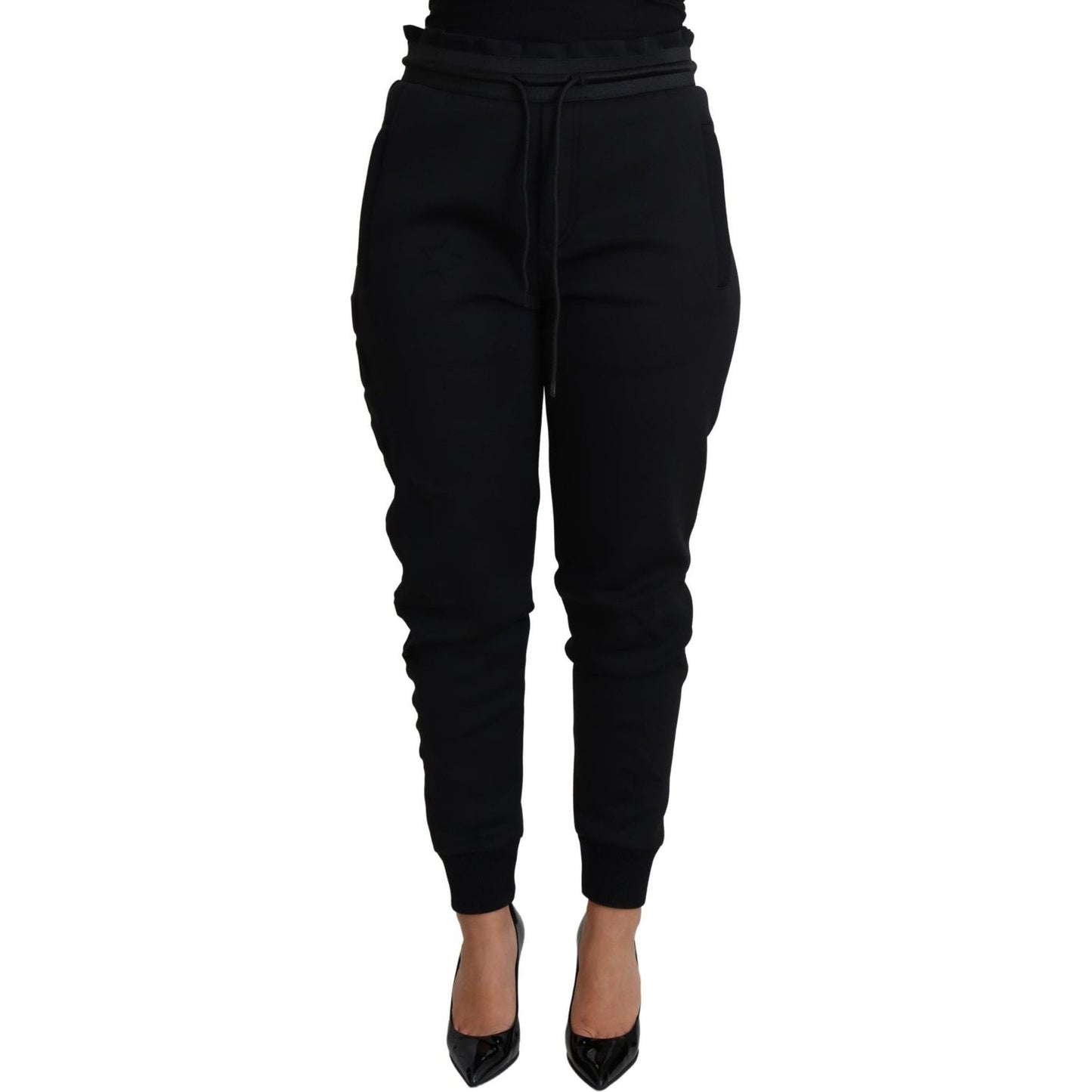 Dolce & Gabbana Elegant Black Jogger Trousers with Iconic Logo Dolce & Gabbana