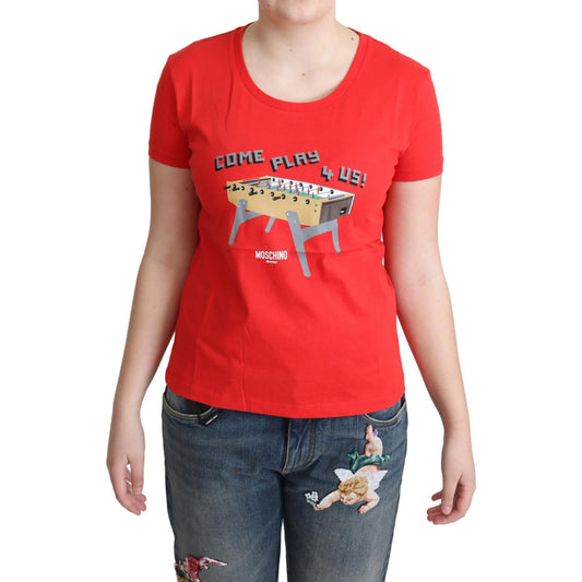 Moschino Chic Red Cotton Tee with Playful Print Moschino