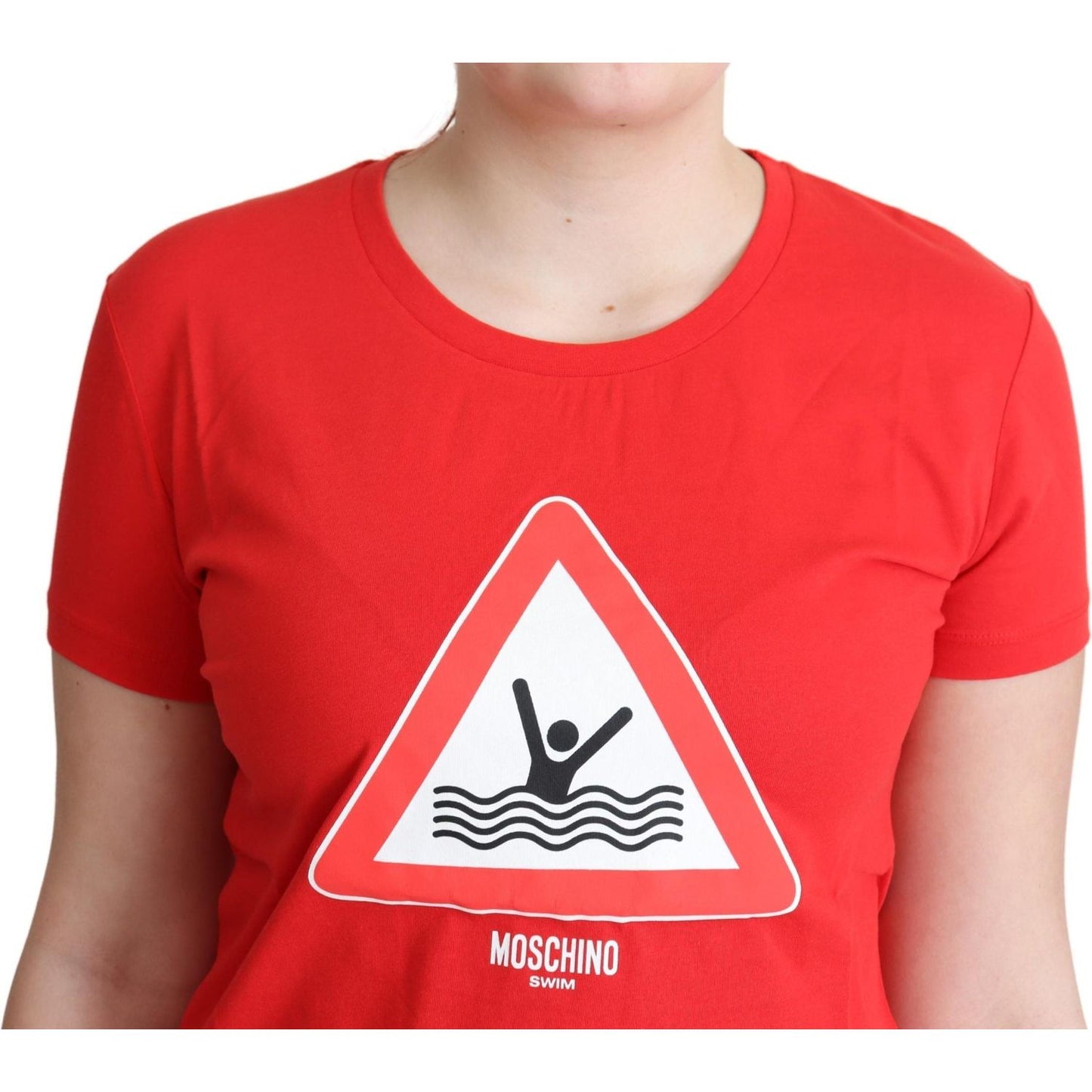 Moschino Chic Red Graphic Cotton Tee Moschino