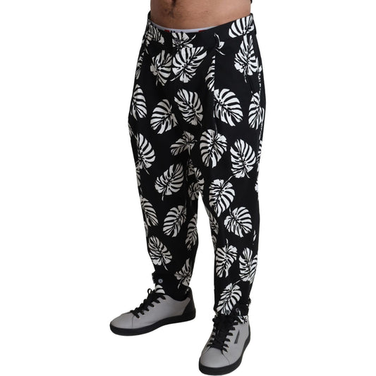 Dolce & Gabbana Elegant Palm Leaf Print Cotton Trousers Dolce & Gabbana