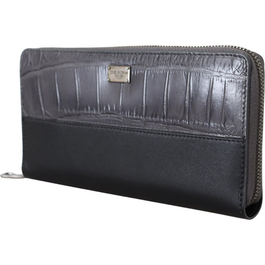 Dolce & Gabbana Elegant Textured Leather Zip-Around Wallet Dolce & Gabbana