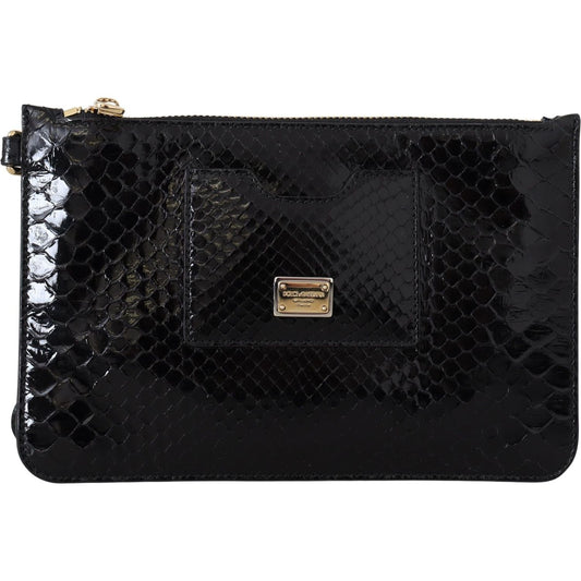 Dolce & Gabbana Exotic Leather Black Wristlet Wallet Dolce & Gabbana