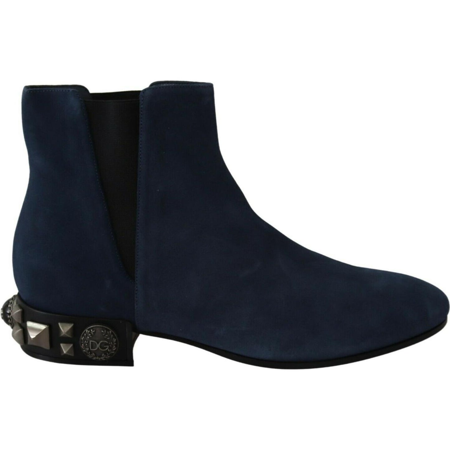 Dolce & Gabbana Chic Blue Suede Mid-Calf Boots with Stud Details Dolce & Gabbana