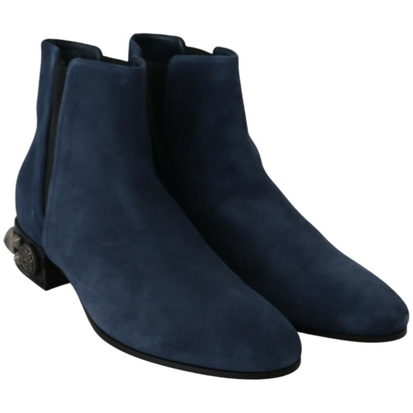 Dolce & Gabbana Chic Blue Suede Mid-Calf Boots with Stud Details Dolce & Gabbana