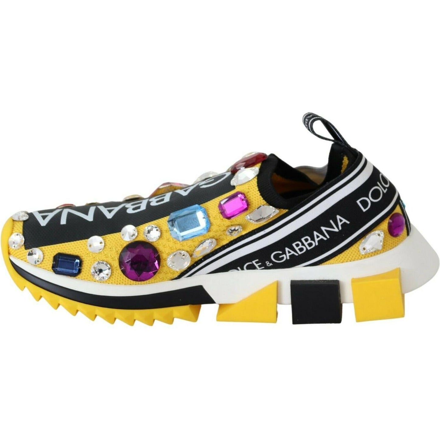 Dolce & Gabbana Yellow Multicolor Crystals Sneakers Shoes