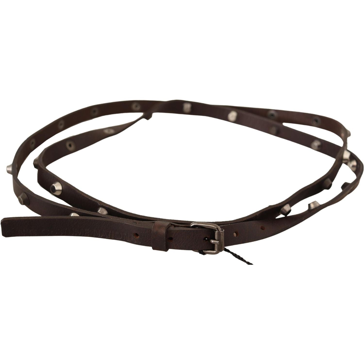 Costume National Brown Leather Silver Tone Buckle Belt