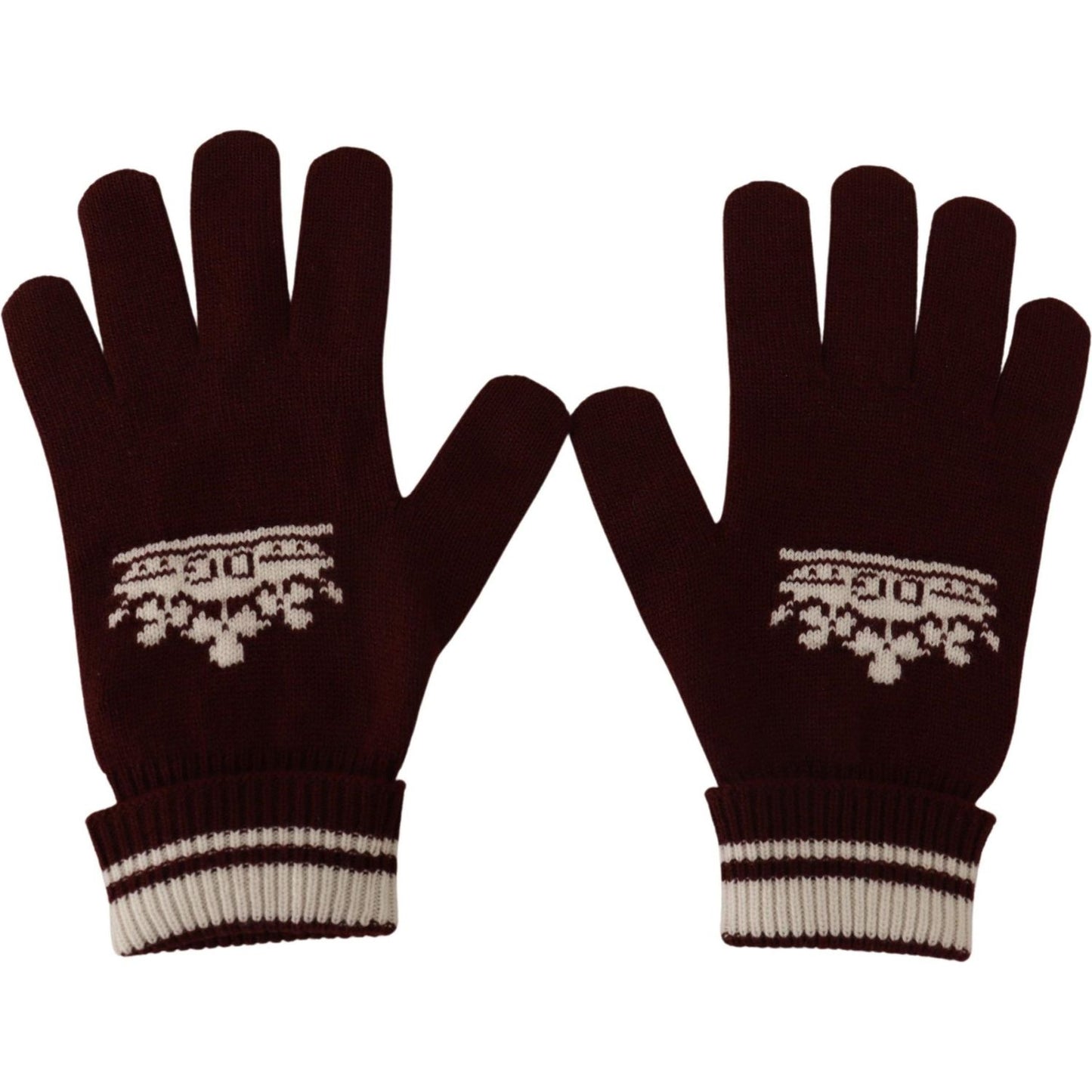 Dolce & Gabbana Elegant Red Cashmere Gloves with Crown Motif Dolce & Gabbana