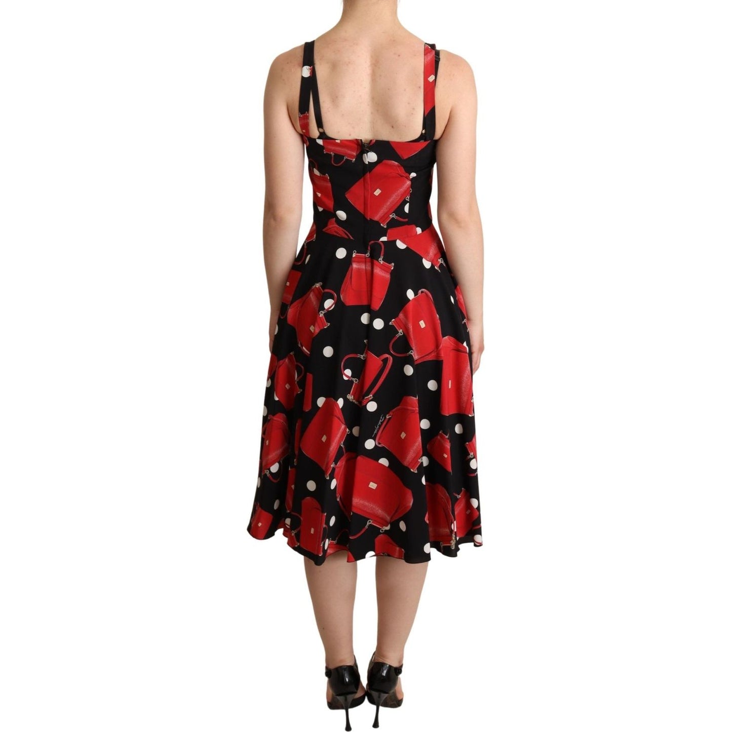 Dolce & Gabbana Sicilian Bag Print Sleeveless Midi Dress WOMAN DRESSES Dolce & Gabbana