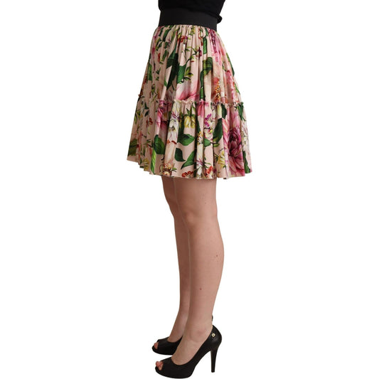 Dolce & Gabbana Elegant Floral Silk High Waist Mini Skirt Dolce & Gabbana