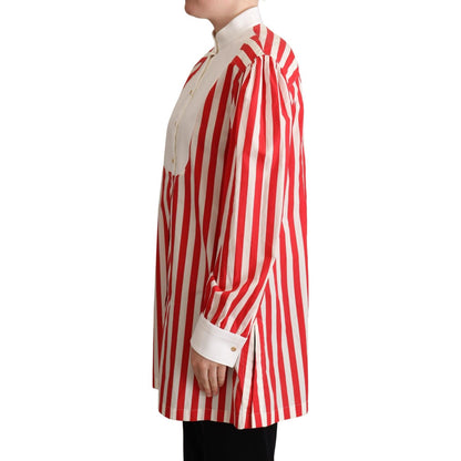 Dolce & Gabbana Red White Striped Long Sleeves Formal Shirt