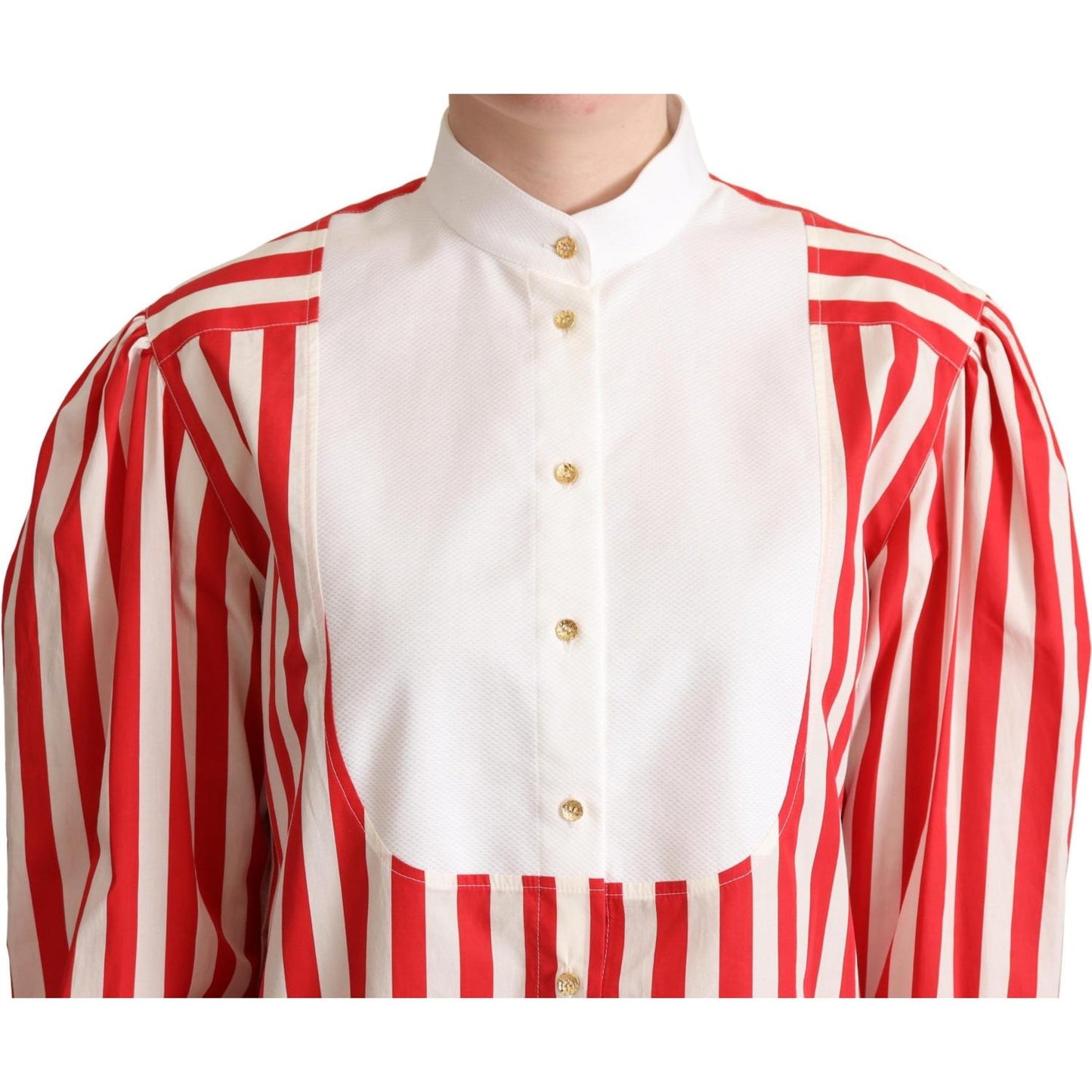 Dolce & Gabbana Elegant Red and White Stripe Cotton Polo Top Dolce & Gabbana