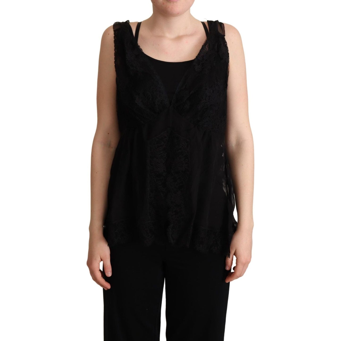 Dolce & Gabbana Lustrous Silk-Blend Lace Trim Camisole Dolce & Gabbana