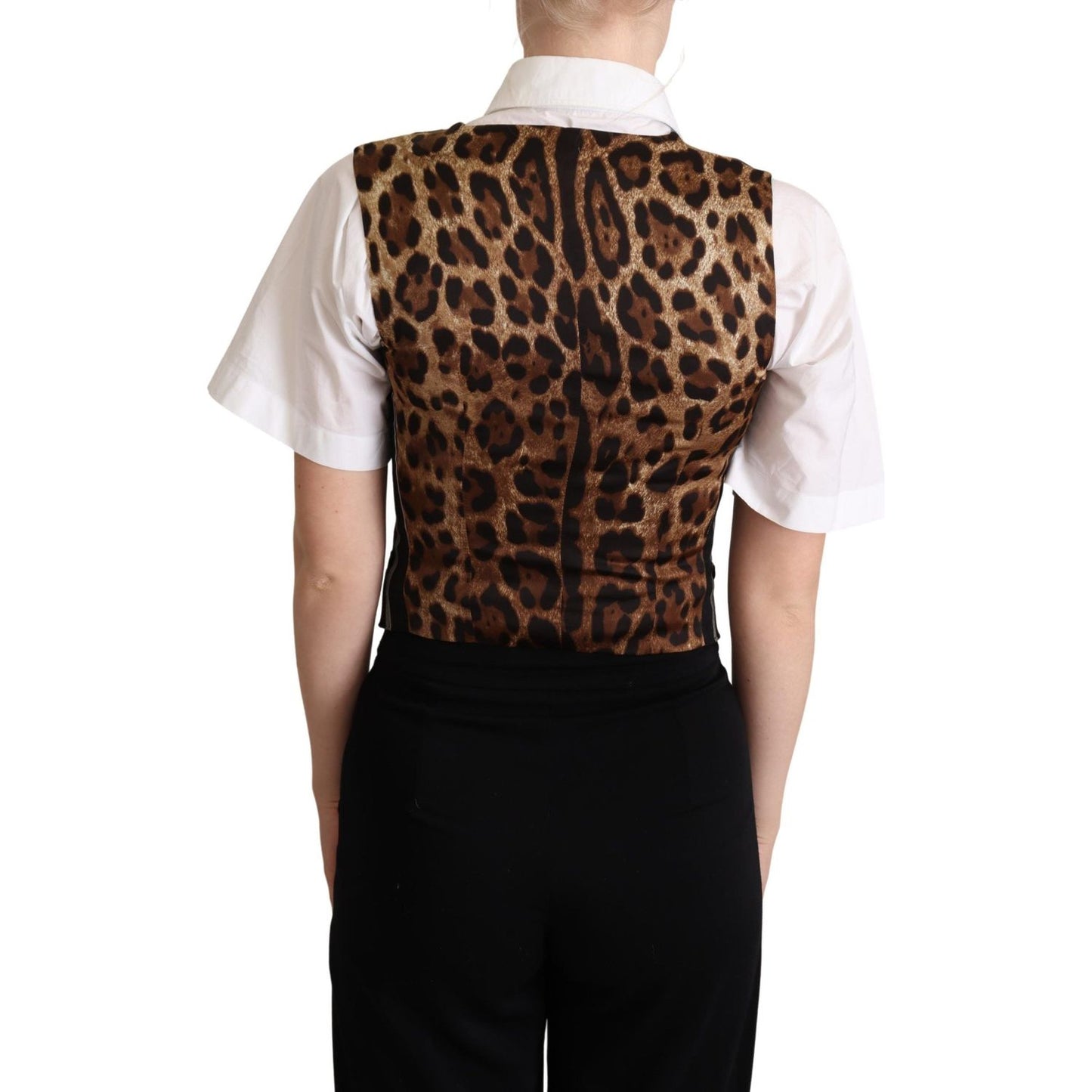 Dolce & Gabbana Chic Black Leopard Print Waistcoat Dolce & Gabbana