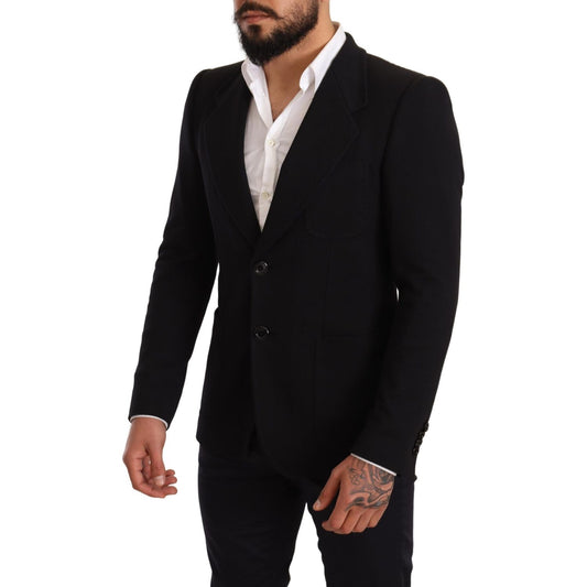 Dolce & Gabbana Elegant Slim Fit Black Cotton Blazer Dolce & Gabbana