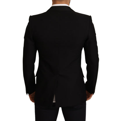 Dolce & Gabbana Black Wool Slim Fit Coat Blazer Jacket