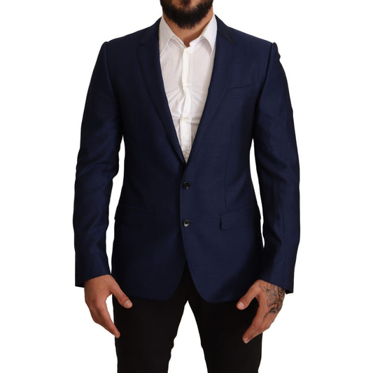 Dolce & Gabbana Navy Blue Virgin Wool Martini Blazer Dolce & Gabbana