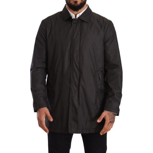 Dolce & Gabbana Black Polyester Mens Trench Coat Jacket