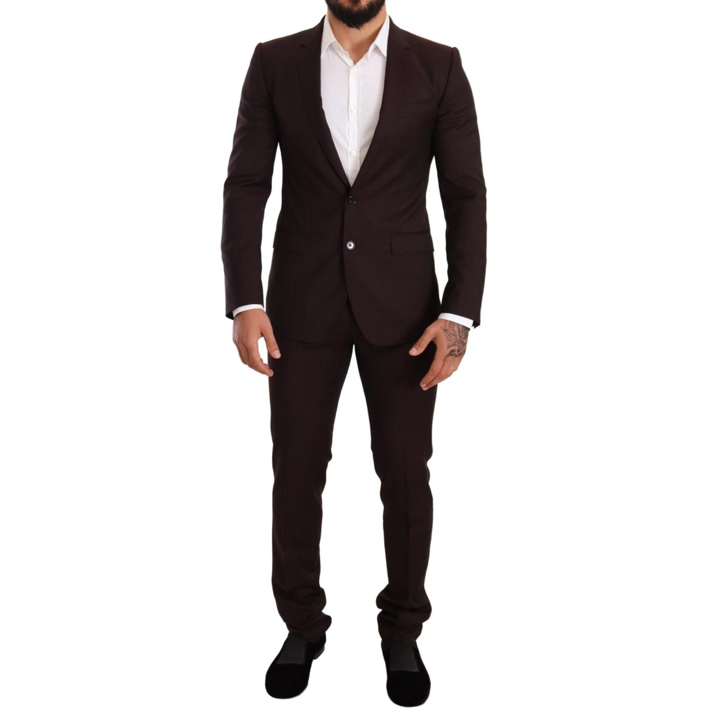 Dolce & Gabbana Elegant Bordeaux Striped Martini Suit Suit Dolce & Gabbana