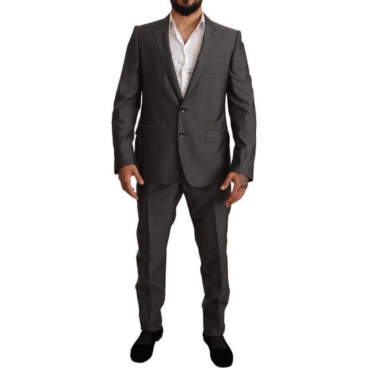 Dolce & Gabbana Gray Metallic MARTINI Slim Fit Set Suit