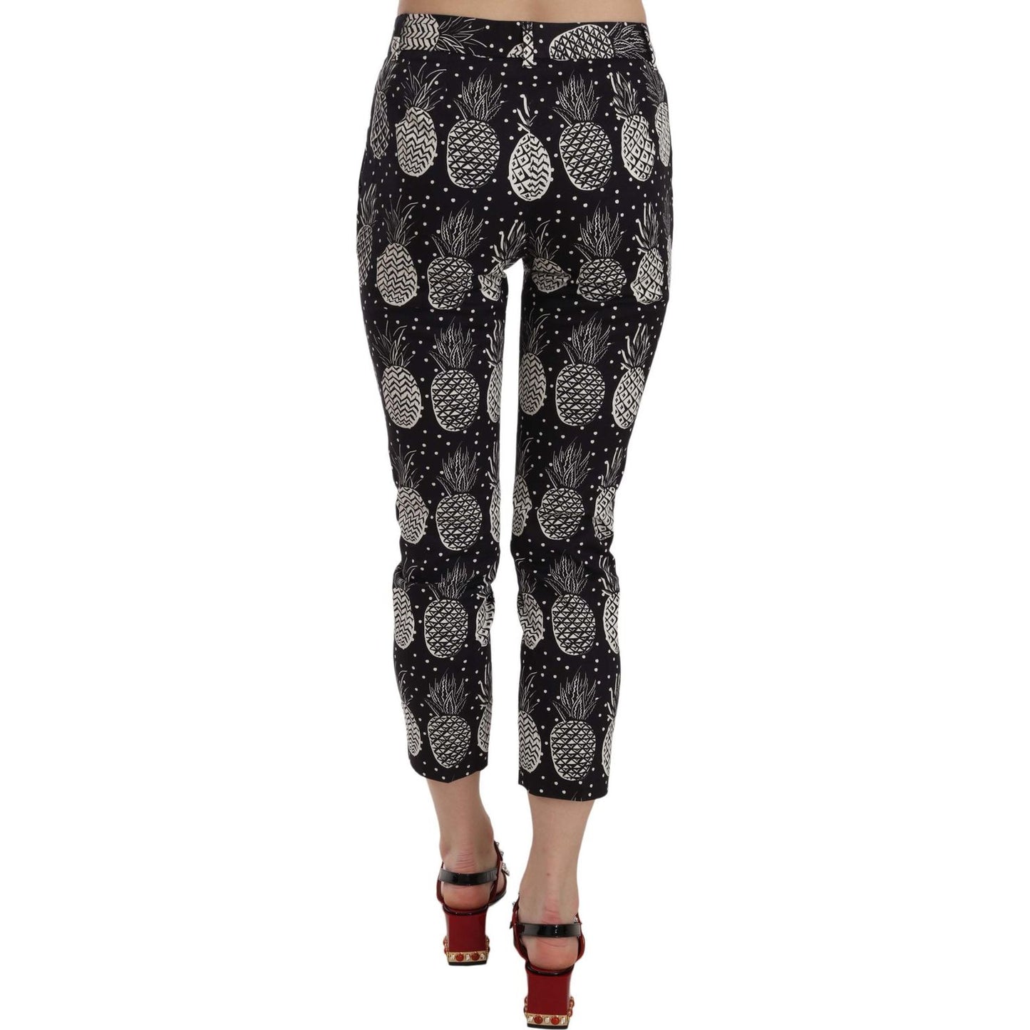 Dolce & Gabbana Chic Black Pineapple Print Skinny Capri Pants Jeans & Pants Dolce & Gabbana