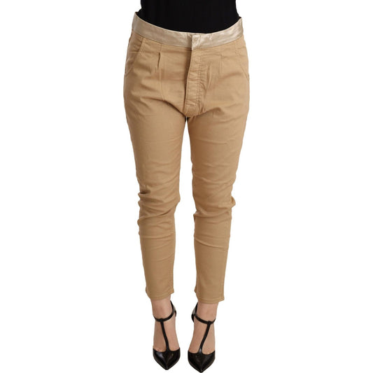 CYCLE Beige Mid Waist Slim Fit Skinny Stretch Trouser