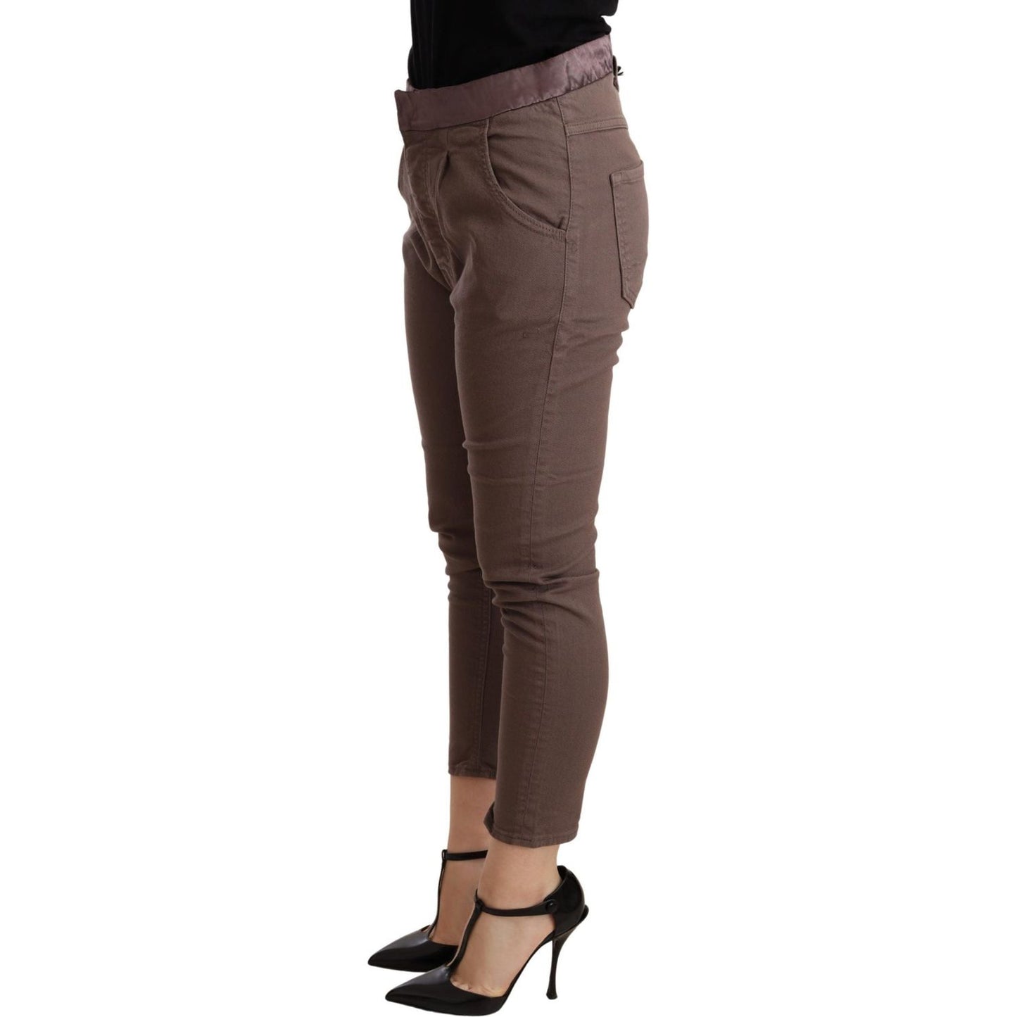 CYCLE Chic Brown Skinny Mid Waist Cropped Pants WOMAN TROUSERS CYCLE