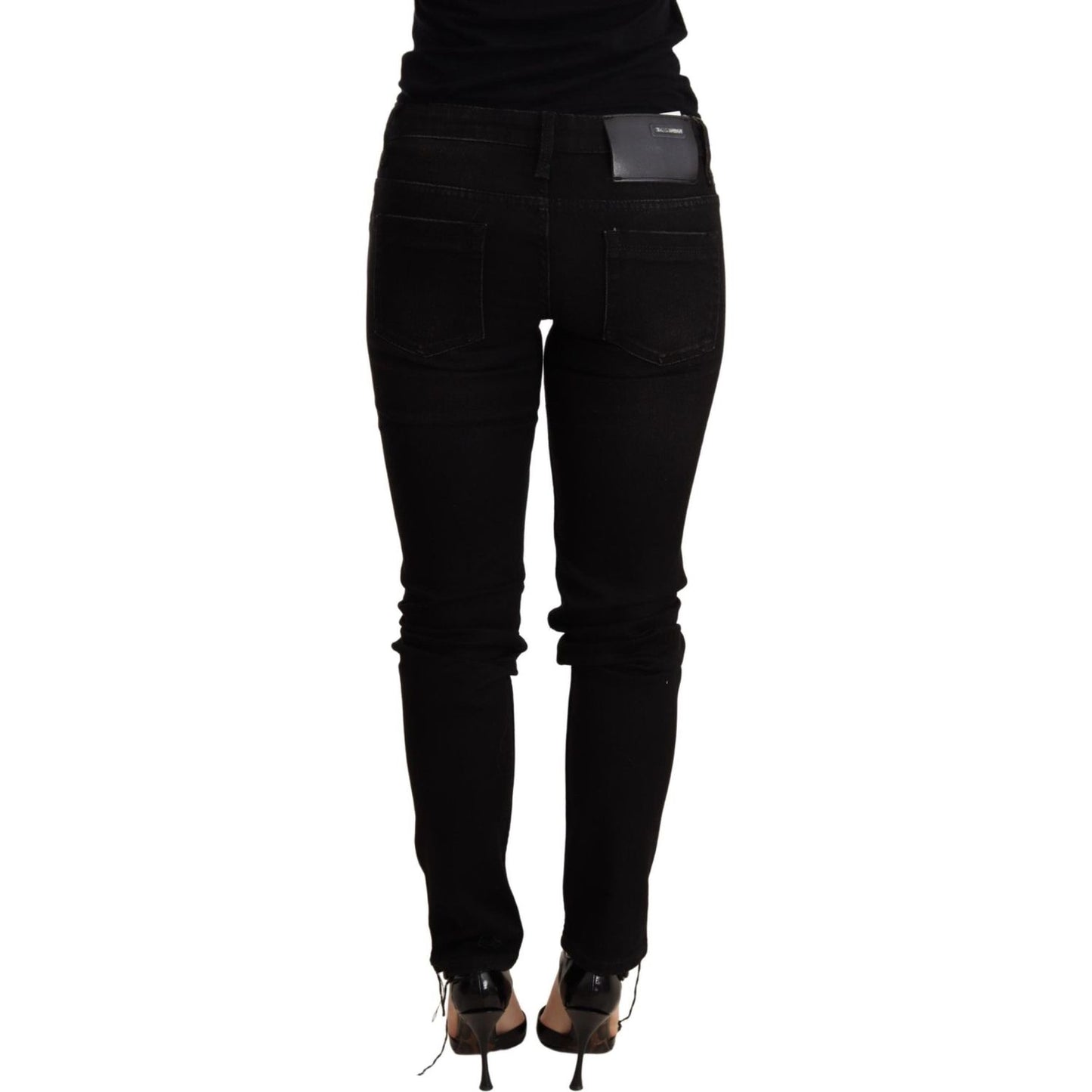 Acht Elegant Slim Fit Black Denim WOMAN TROUSERS Acht