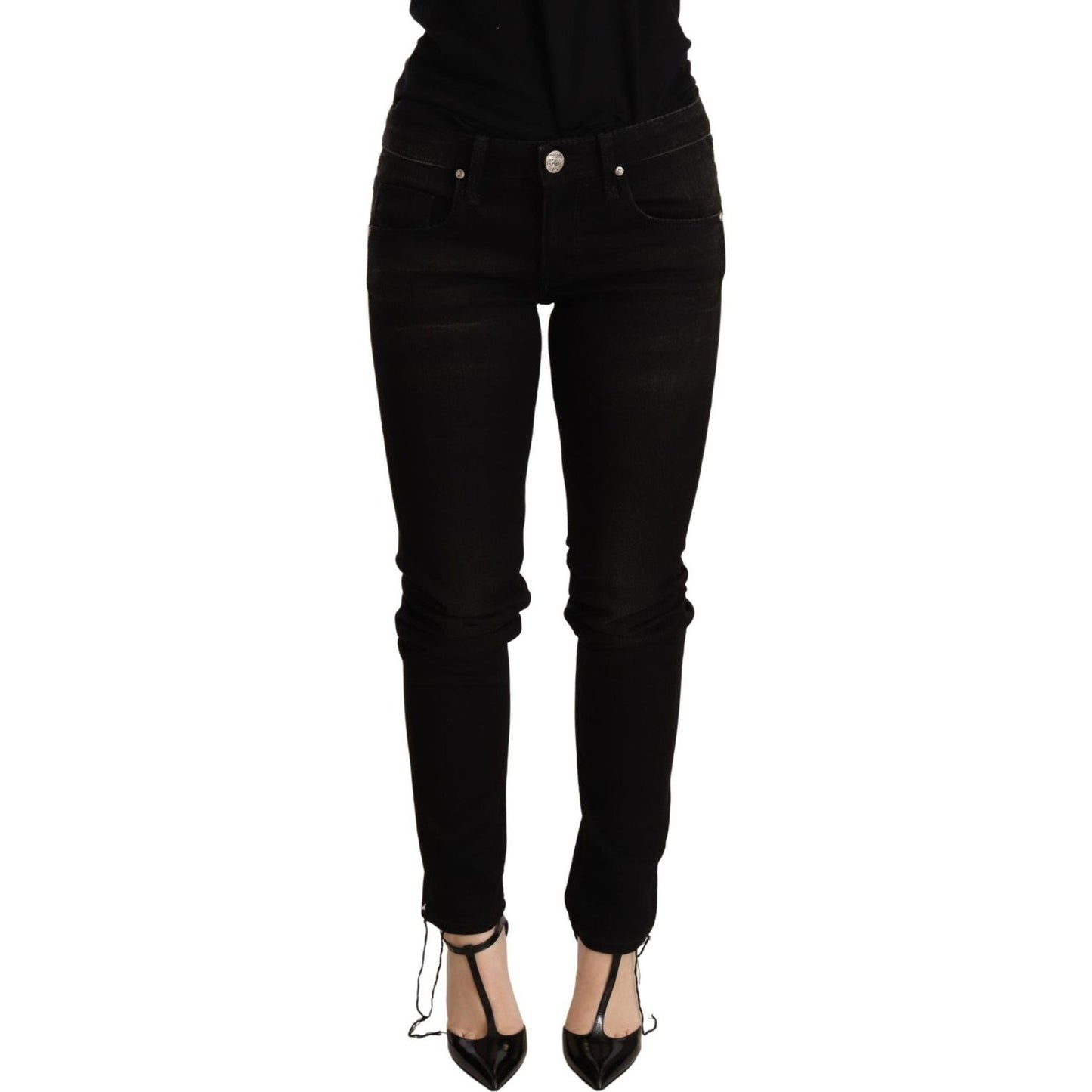 Acht Elegant Slim Fit Black Denim WOMAN TROUSERS Acht