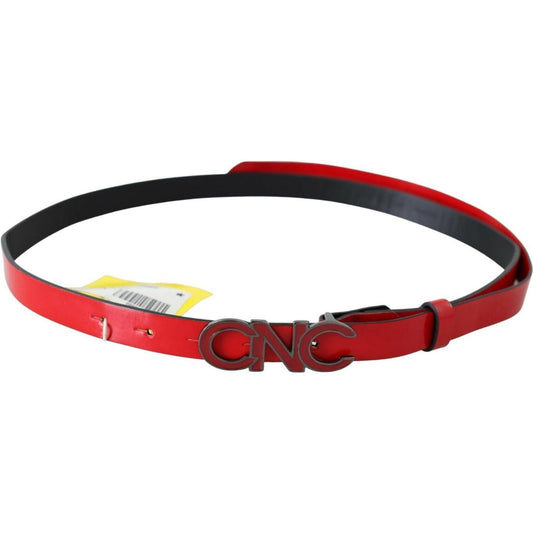 Costume National Chic Red Leather Waist Belt with Black-Tone Buckle WOMAN BELTS Costume National