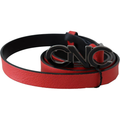 Costume National Red Reversible Leather Logo Belt WOMAN BELTS