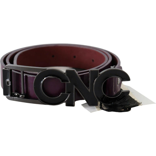 Costume National Brown Leather Large Logo Letter Buckle Belt