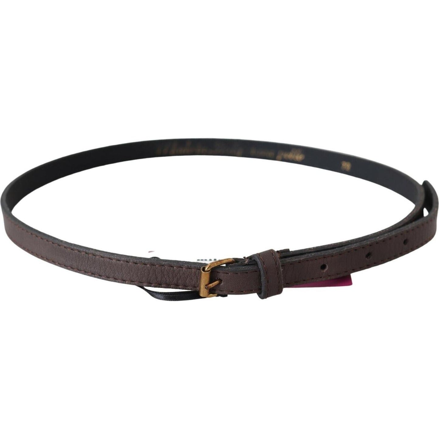 MILA SCHÖN Elegant Brown Leather Fashion Belt with Gold-Tone Buckle MILA SCHÖN