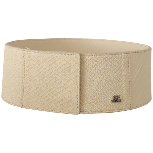 GF Ferre White Waxed Cotton Wide Fashion Belt