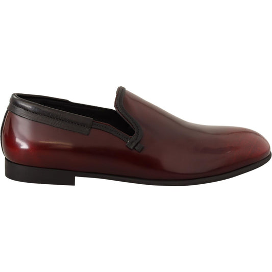 Dolce & Gabbana Bordeaux Patent Leather Dress Loafers Shoes