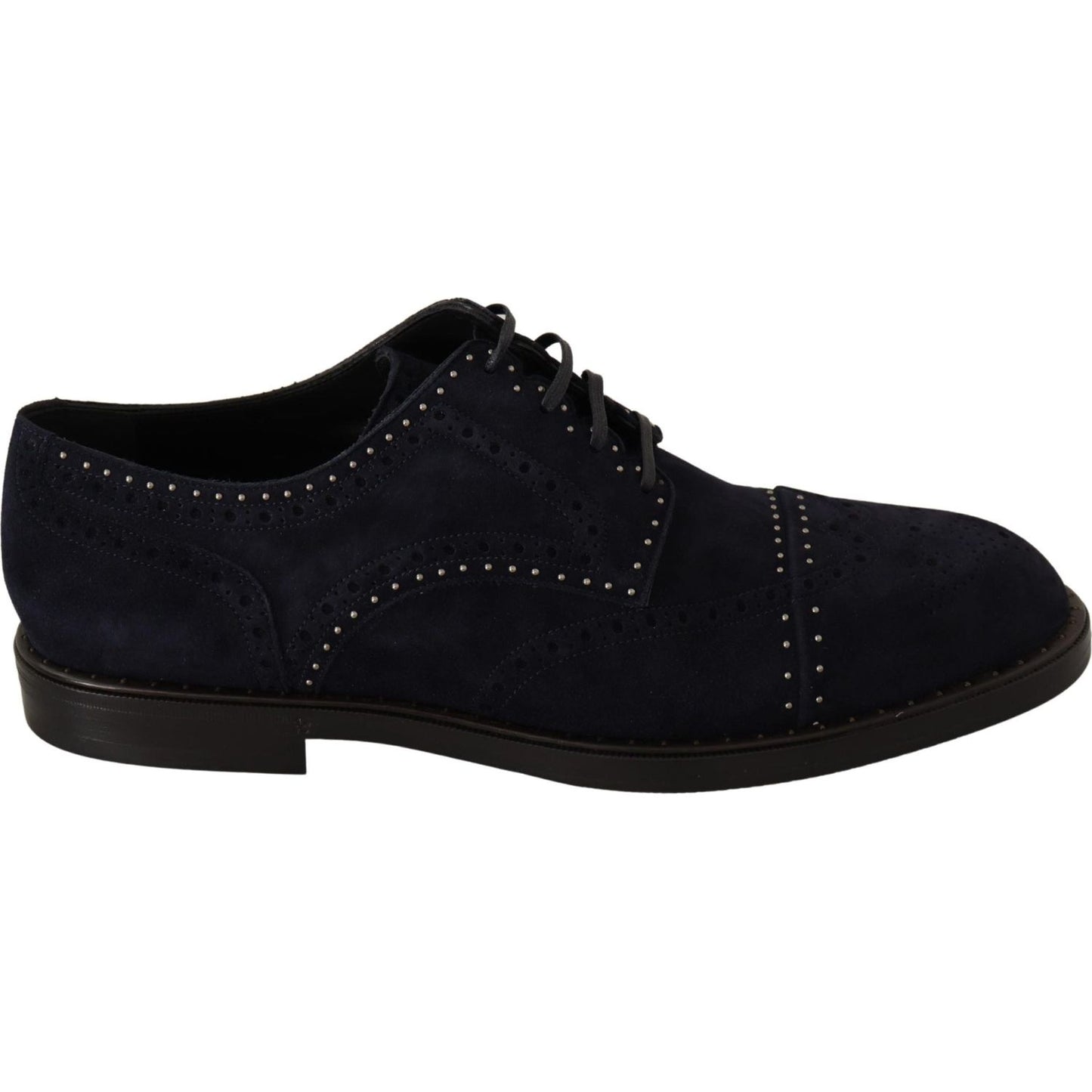 Dolce & Gabbana Elegant Suede Derby Shoes with Silver Studs Dress Shoes Dolce & Gabbana