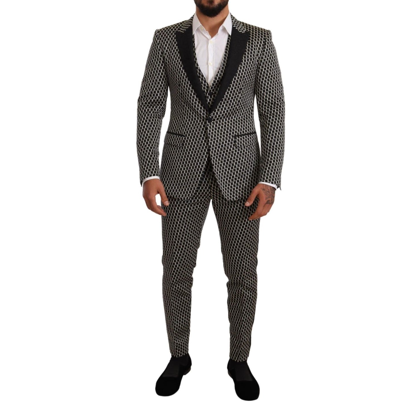 Dolce & Gabbana Black White Check 3 Piece Set MARTINI Suit