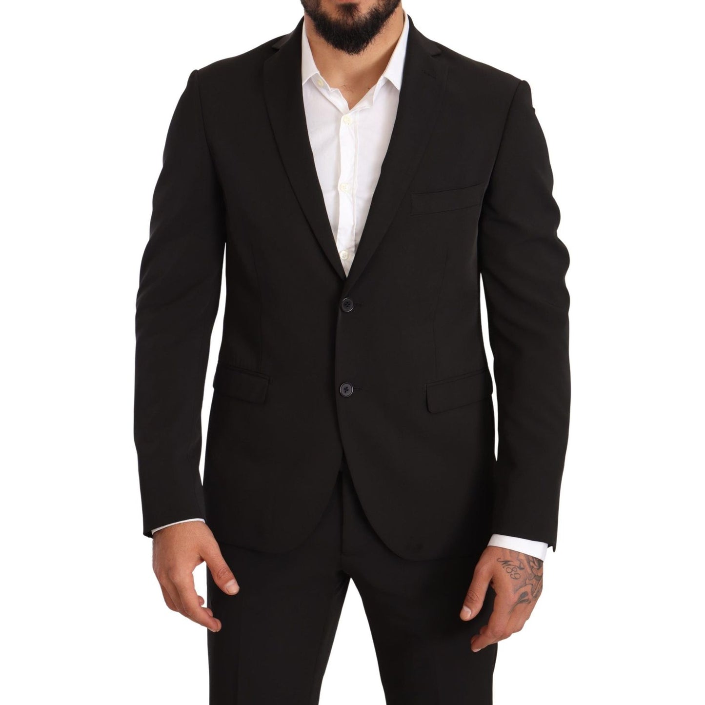 Domenico Tagliente Elegant Black Slim Fit Two-Piece Suit Domenico Tagliente