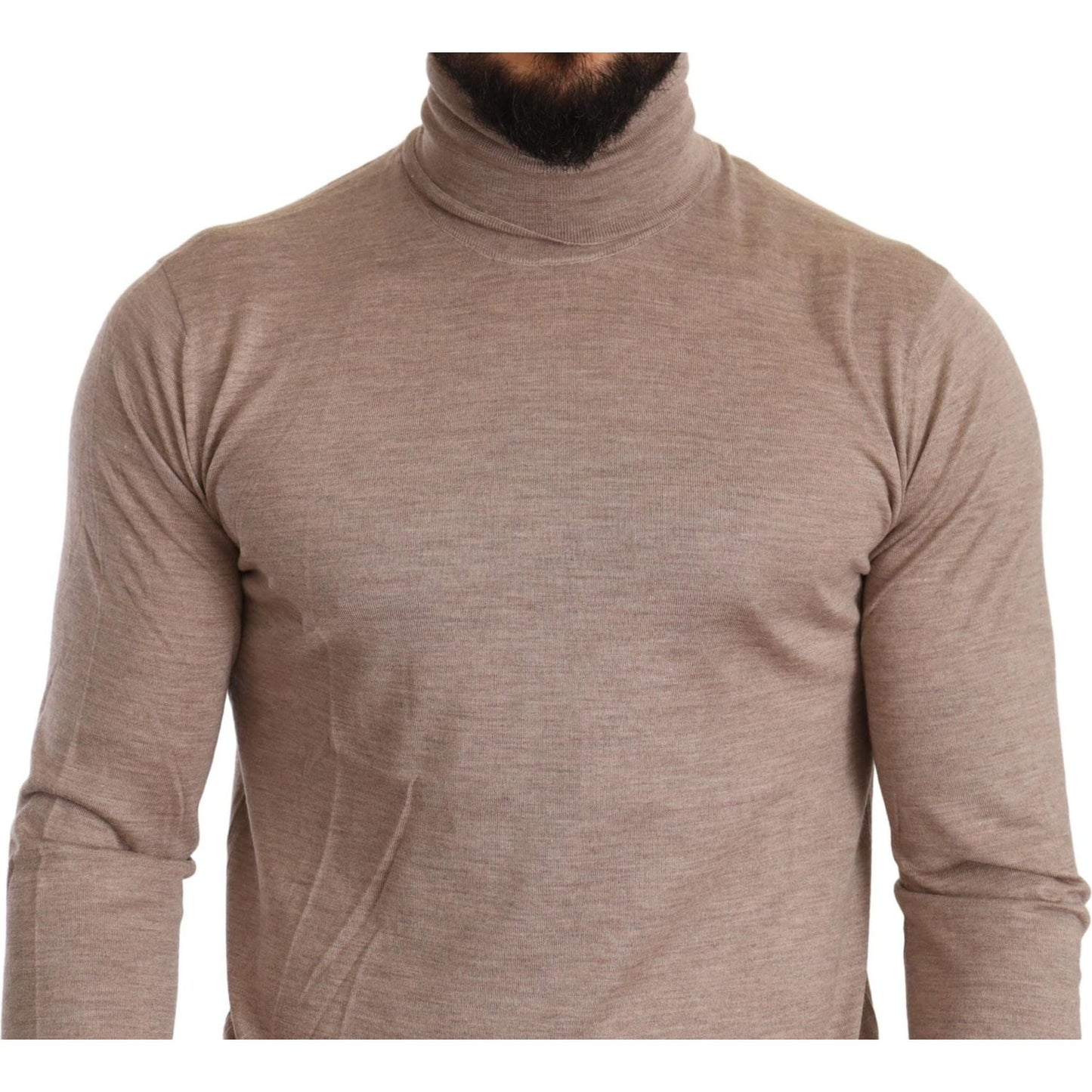 Dolce & Gabbana Beige Turtleneck Cashmere-Silk Blend Sweater Dolce & Gabbana