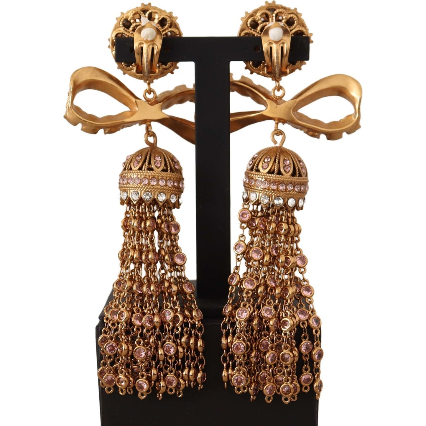 Dolce & Gabbana Elegant Antique Gold Bow Earrings Earrings Dolce & Gabbana