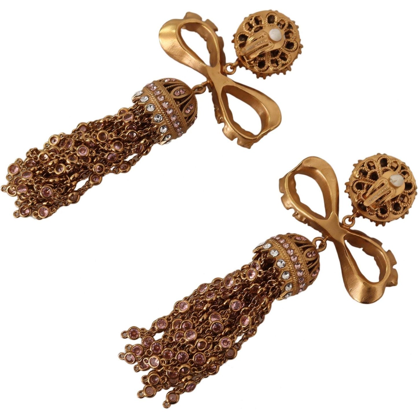 Dolce & Gabbana Elegant Antique Gold Bow Earrings Earrings Dolce & Gabbana