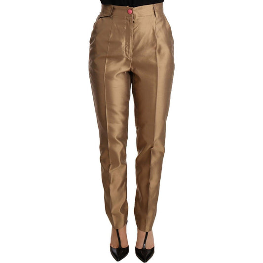 Elegant Tapered Silk Trousers in Gold