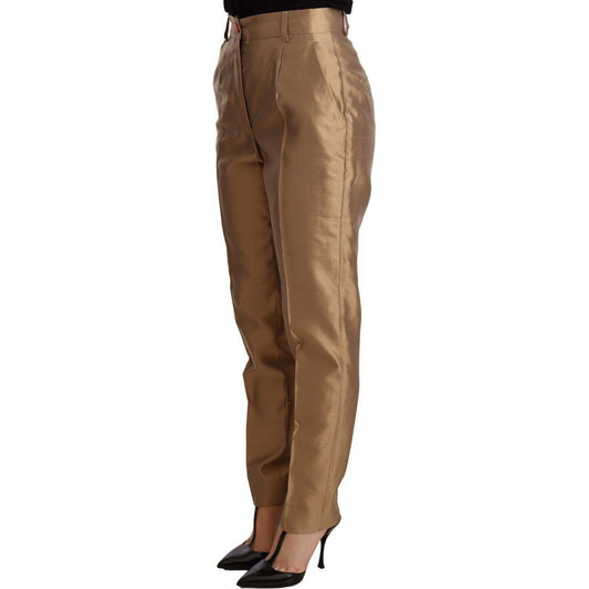 Elegant Tapered Silk Trousers in Gold