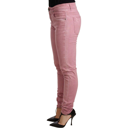 Elegant Slim Fit Pink Denim Jeans