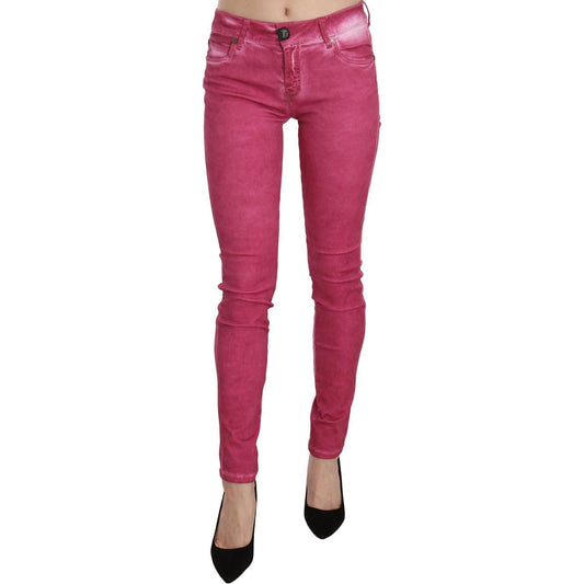 Chic Pink Mid Waist Skinny Pants