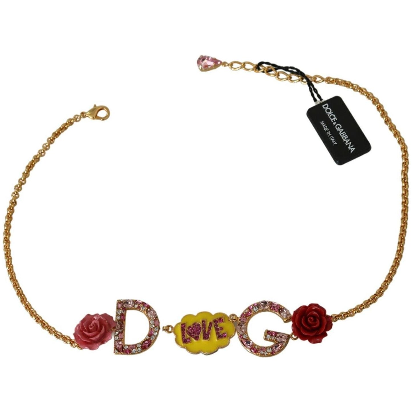 Dolce & Gabbana Gold Crystal Charm Statement Necklace Necklace Dolce & Gabbana