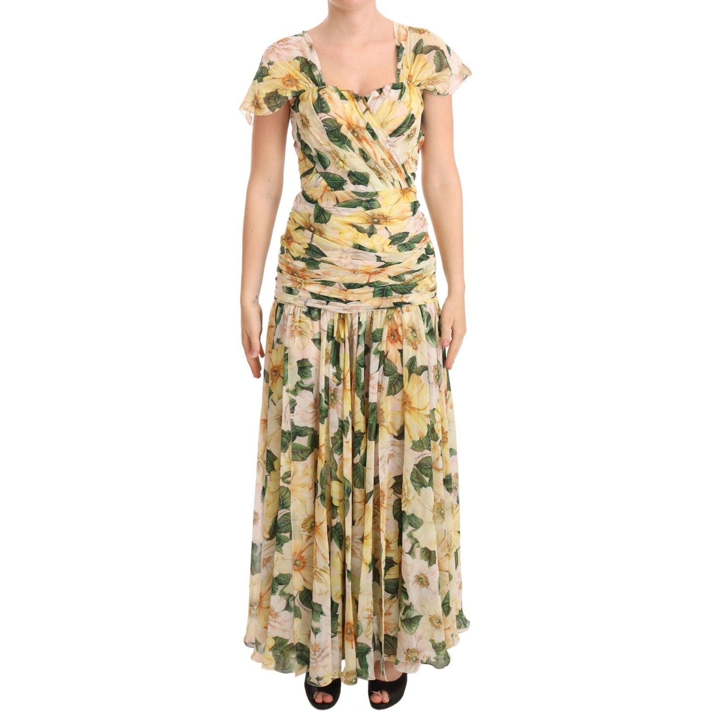 Dolce & Gabbana Floral Elegance Silk Pleated Maxi Dress WOMAN DRESSES Dolce & Gabbana