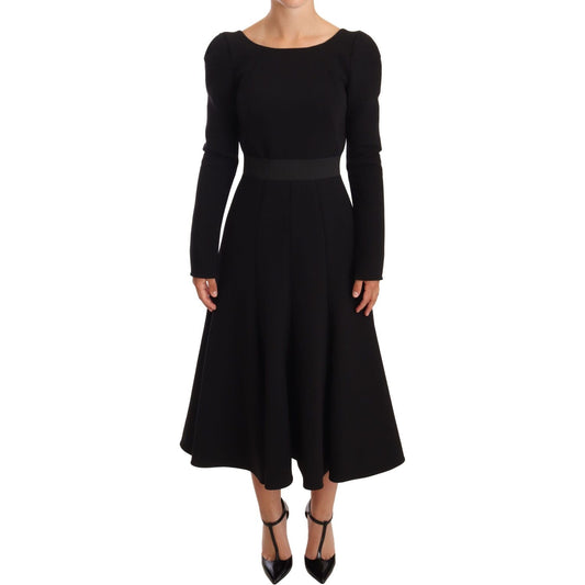 Dolce & Gabbana Elegant Black Stretch Sheath Mid-Calf Dress WOMAN DRESSES Dolce & Gabbana